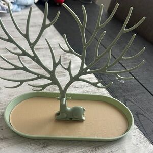 Green Jewelry Holder with Deer Design